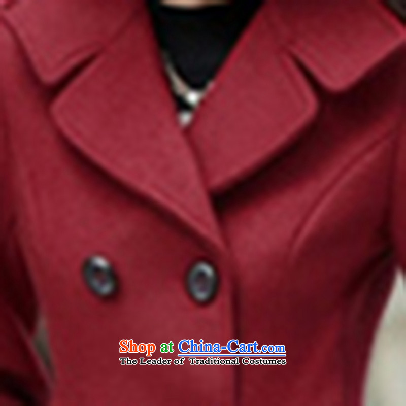 The    2015 autumn and winter land Korean Sau San wild fashion, long hair? female jacket coat wine red M, land has been pressed shopping on the Internet