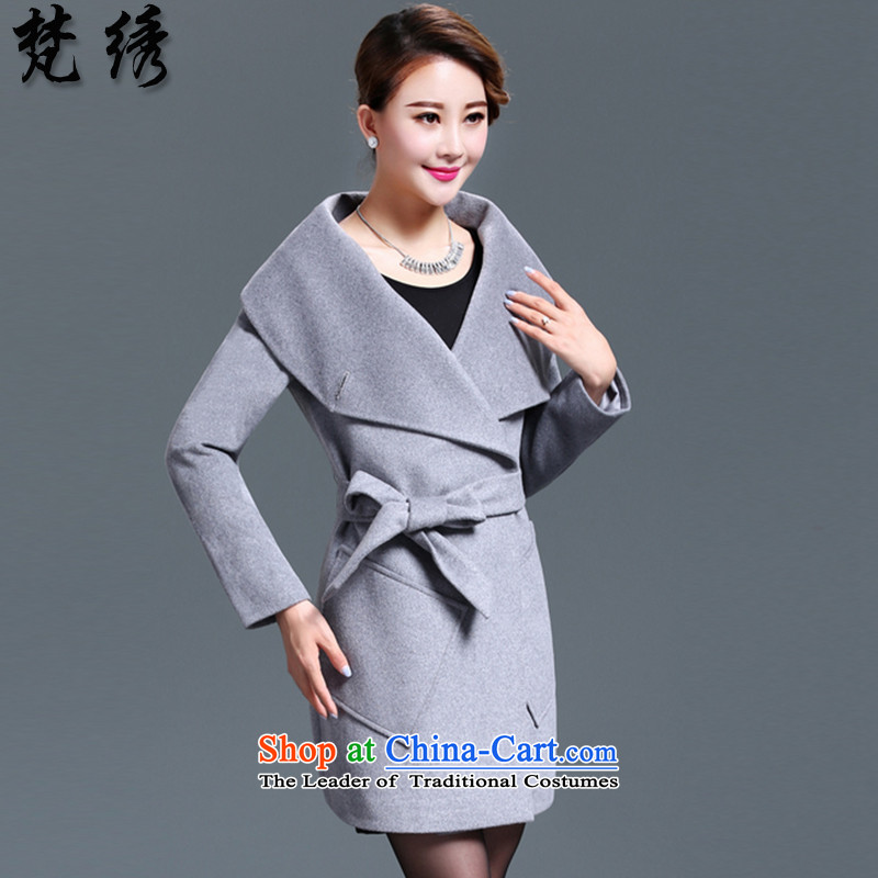 Van Gogh embroidered new products for autumn and winter 2015 Korean Sau San Mock-neck women with fine Foutune of gross female 1644 gray coat? , L, Van Gogh embroidered shopping on the Internet has been pressed.