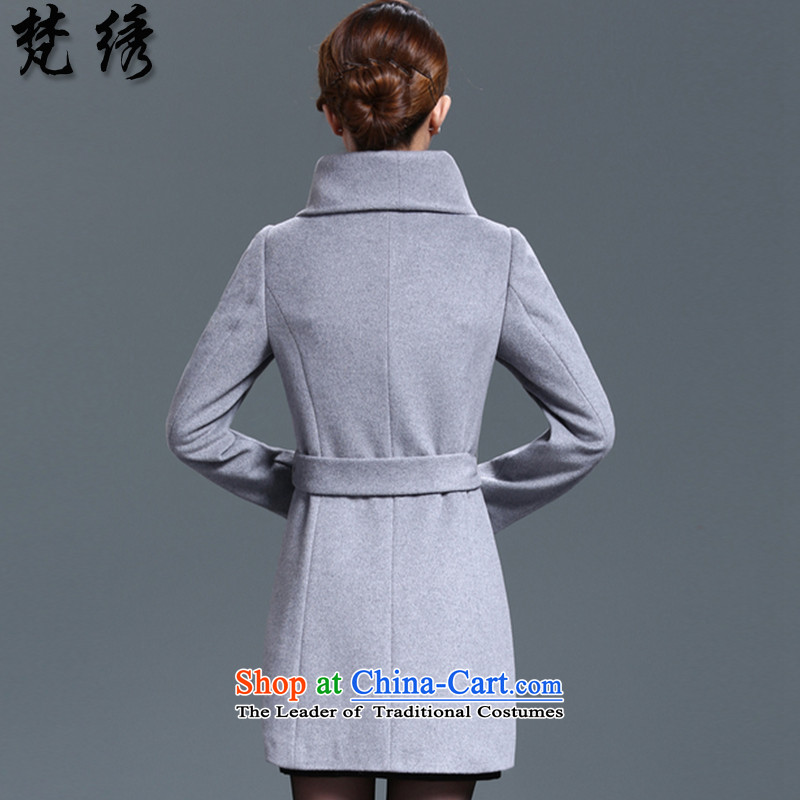 Van Gogh embroidered new products for autumn and winter 2015 Korean Sau San Mock-neck women with fine Foutune of gross female 1644 gray coat? , L, Van Gogh embroidered shopping on the Internet has been pressed.