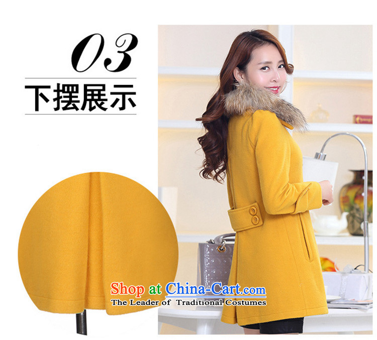 The land   by 2015 Fall/Winter Collections in the new Korean long Sau San Wild Hair Jacket coat? female Yellow M picture, prices, brand platters! The elections are supplied in the national character of distribution, so action, buy now enjoy more preferential! As soon as possible.