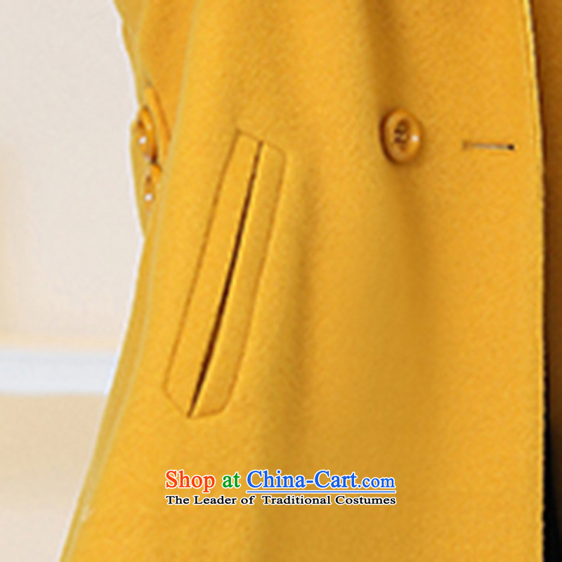 The land   by 2015 Fall/Winter Collections in the new Korean long Sau San Wild Hair Jacket coat female yellow? M, land has been pressed shopping on the Internet