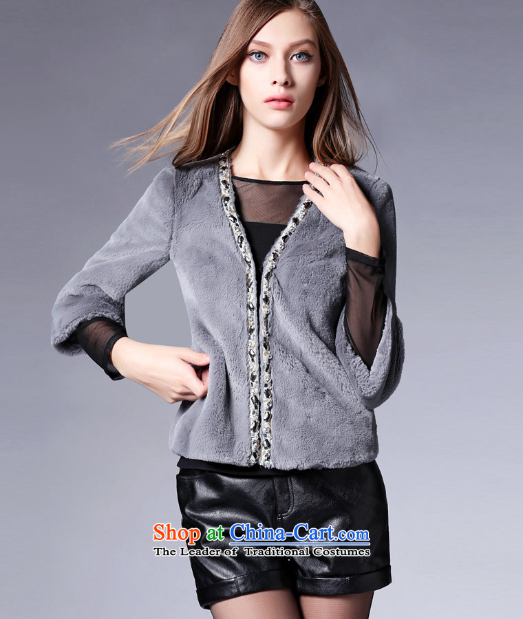 Zk Western women 2015 Fall/Winter Collections Of New Short Sleeve V-Neck 7 emulation fur jacket short of gray jacket? M picture, prices, brand platters! The elections are supplied in the national character of distribution, so action, buy now enjoy more preferential! As soon as possible.