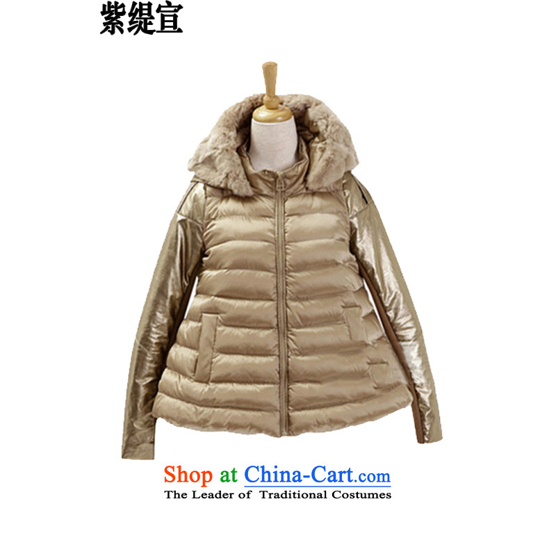 The first economy Xuan large European and American women thick mm to autumn and winter coat female cotton coat feather robe Y1485/ black 5XL jacket around 922.747 180-200, purple long declared shopping on the Internet has been pressed.