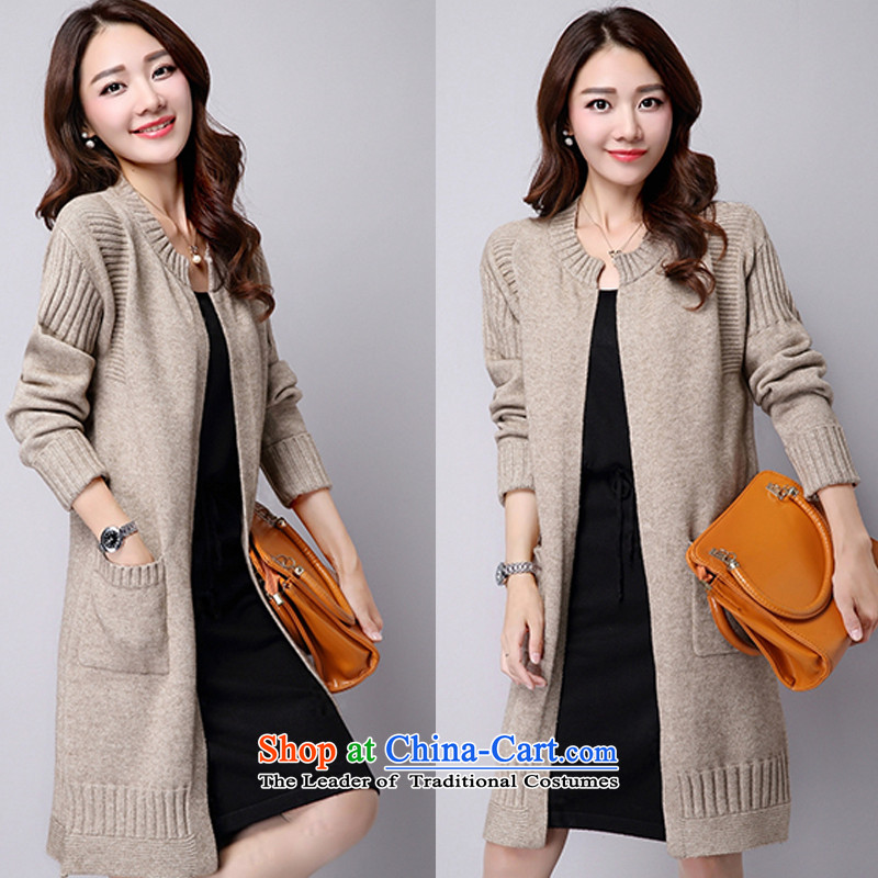 1519#2015 autumn and winter new product version won thin solid color in the Sau San long sweater jacket female khaki coat Charlene Choi has been pressed, L Cheuk-yan shopping on the Internet