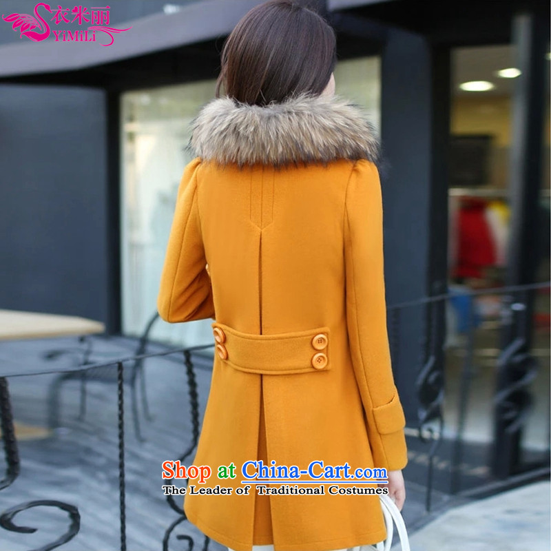 Yi Millies 2015 winter clothing new Korean version of large numbers in length of Sau San for female 6640--890 coat? Yellow M Yi Millies shopping on the Internet has been pressed.