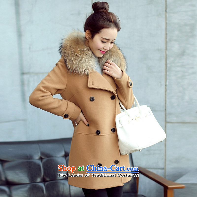 Statements were made by Lau 2015 winter clothing in New England wind long double-thick cotton wool for the gross coats yellow green M? Lau Statement (SHE says) , , , shopping on the Internet
