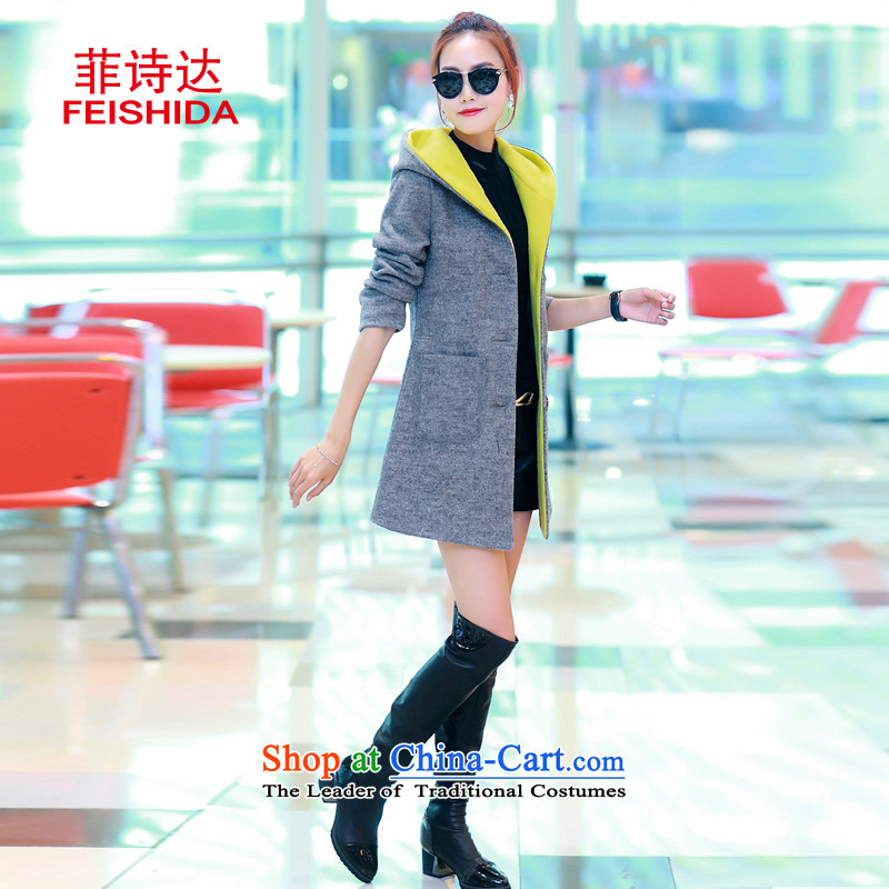 Up to 2015, Ms Elsie autumn and winter new products plus gross cotton jacket female Korean?   in the long, thin graphics thick wool coat gray M, the Philippines? (FEISHIDA poem) , , , shopping on the Internet