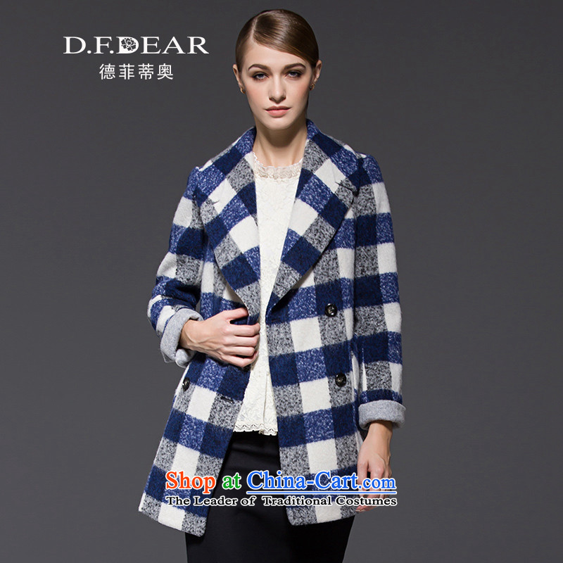 D. F. De Fiti Olara Otunnu DEAR_ autumn and winter new women's gross?   High-collar jacket coat DKD8E70I88 gross?, blue 95 S