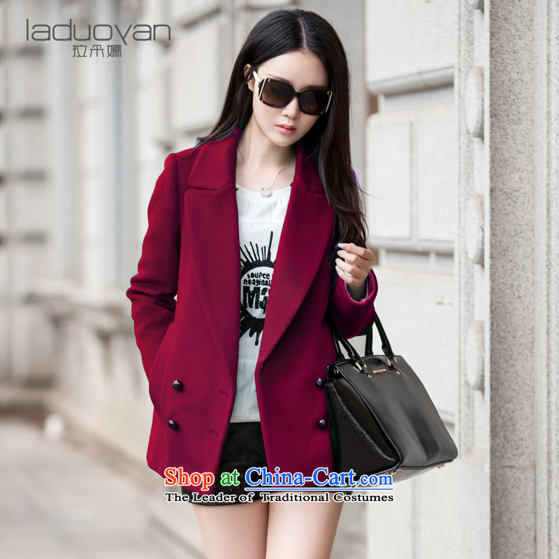 Pull the latte macchiato is gross shortage of female jacket? 2015 autumn and winter new Korean Sau San double-wool a wool coat thick female navy XXL, flower party (LADUOYAN pull) , , , shopping on the Internet