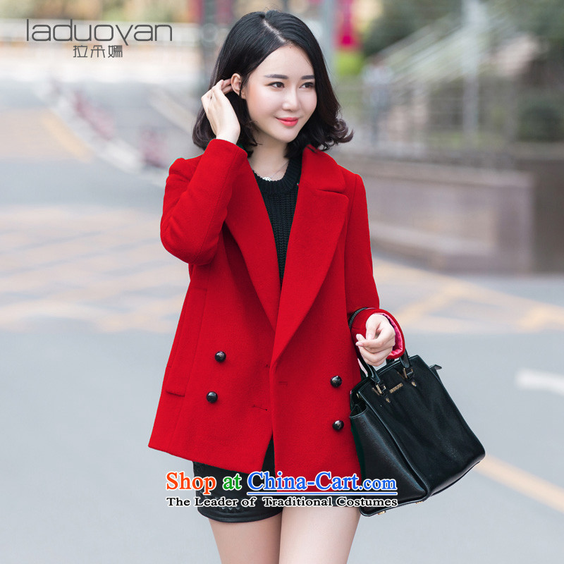 Pull the latte macchiato is gross shortage of female jacket? 2015 autumn and winter new Korean Sau San double-wool a wool coat thick female navy XXL, flower party (LADUOYAN pull) , , , shopping on the Internet