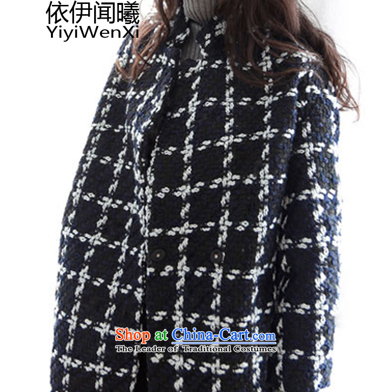 In accordance with the smell of Hei Mao jacket female Korean? the date of college students girls gross sub-style coats in long?) loose video thin young daughter thick black and white checkered warm M, in accordance with the smell of Hei (yiyiwenxi) , , ,