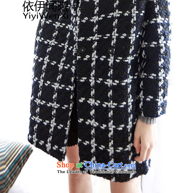 In accordance with the smell of Hei Mao jacket female Korean? the date of college students girls gross sub-style coats in long?) loose video thin young daughter thick black and white checkered warm M, in accordance with the smell of Hei (yiyiwenxi) , , ,