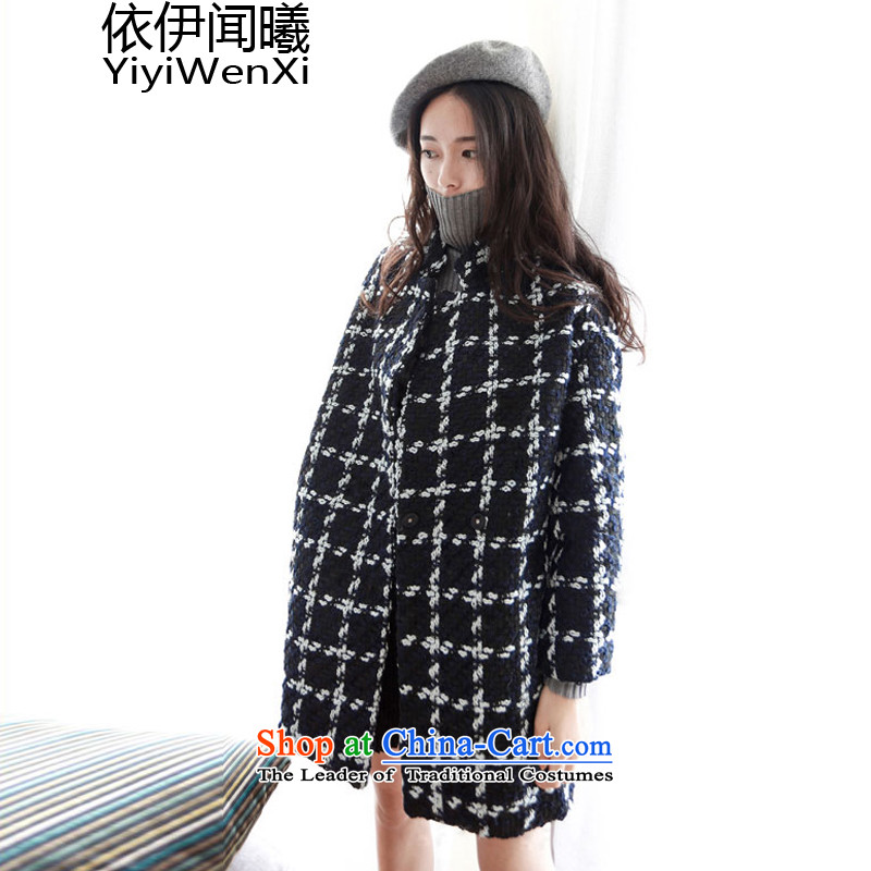 In accordance with the smell of Hei Mao jacket female Korean? the date of college students girls gross sub-style coats in long?) loose video thin young daughter thick black and white checkered warm M, in accordance with the smell of Hei (yiyiwenxi) , , ,