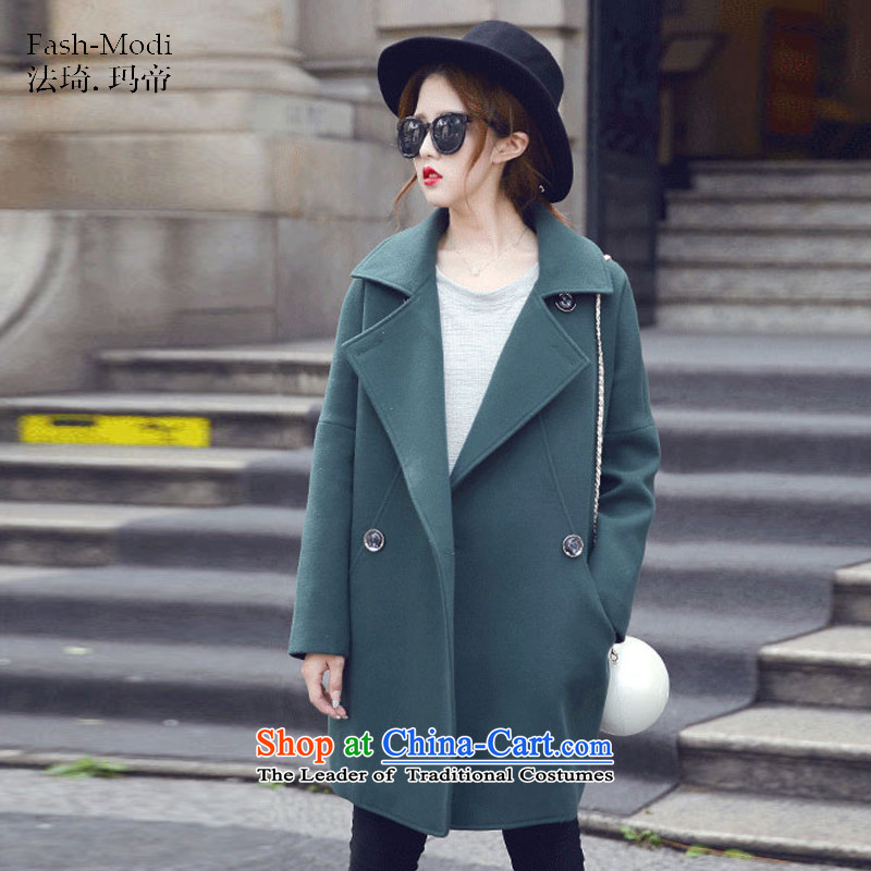 The law was the 2015 Winter Qi female new Korean vogue in long thin double-side of Sau San video thick hair loose coat girl child?? for autumn and winter coats emerald-M