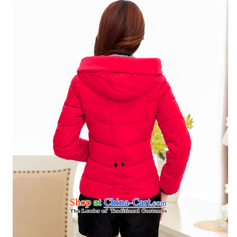 Extra-thick mm2015 female autumn and winter thick sister large new Korean female cotton personality short) with cap stylish feather cotton coat, Red Jacket 6XL Sau San recommendations 190-220 catty ,BS,,, shopping on the Internet