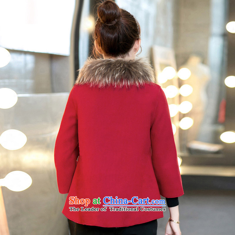 2015 Autumn and winter Zz&ff new Korean large Liberal Women's gross collar cloak a jacket female red cloak XXXXL,ZZ&FF,,, gross? Online Shopping