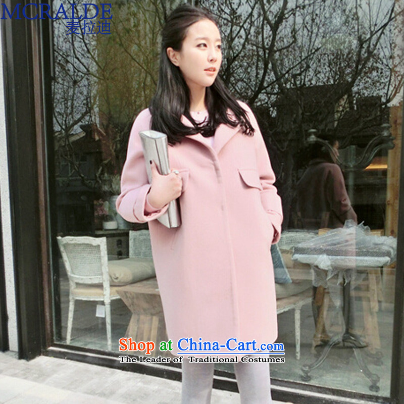 Mr Vladimir 2015 autumn and winter new women's pocket loose hair? jacket coat in the medium to long term, female? 0972 gross coats female pink , L Mak (MCRALDE) , , , shopping on the Internet