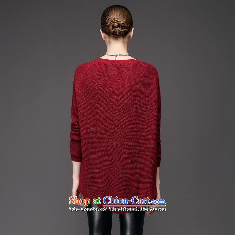 The former Yugoslavia Migdal Code women 2015 autumn in loose fit thick mm long bat sleeves Knitted Shirt sweater 953133243  3XL, Red Small Mak , , , shopping on the Internet
