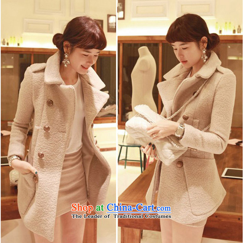 In 2015 winter m economy Korean jacket in gross? Long roll collar double-thick hair? women coats new beige cross-section of the pocket M picture, prices, brand platters! The elections are supplied in the national character of distribution, so action, buy now enjoy more preferential! As soon as possible.