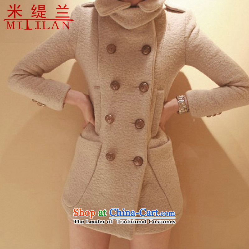 In 2015 winter m economy Korean jacket in gross? Long roll collar double-thick hair? women coats new beige cross-section of the pocket , m, m (mitilan economy) , , , shopping on the Internet