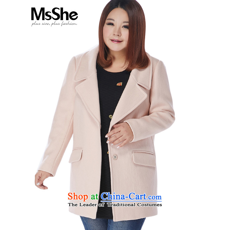 To increase the number msshe women 2015 new winter clothing pure color lapel sheep thick coat thickness MM Gross? 111.3 light pink 4XL