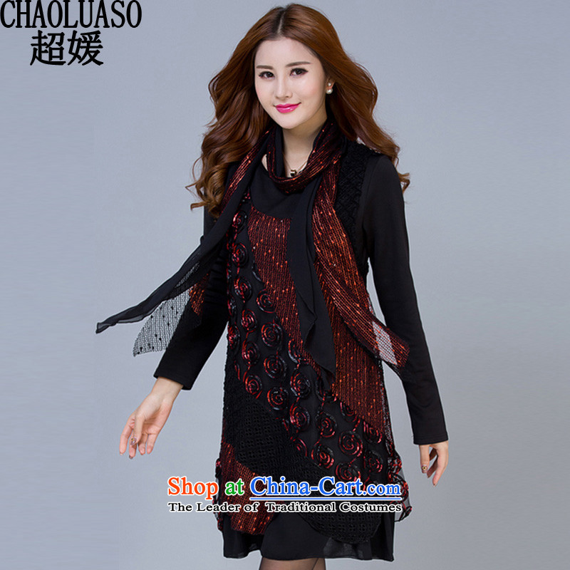Ultra 2015 yuan for larger women fall to replace the lint-free thickened the winter increase long-sleeved mother autumn replacing thick mm dresses CY318 red XXL, ultra-yuan (CHAOLUASO) , , , shopping on the Internet
