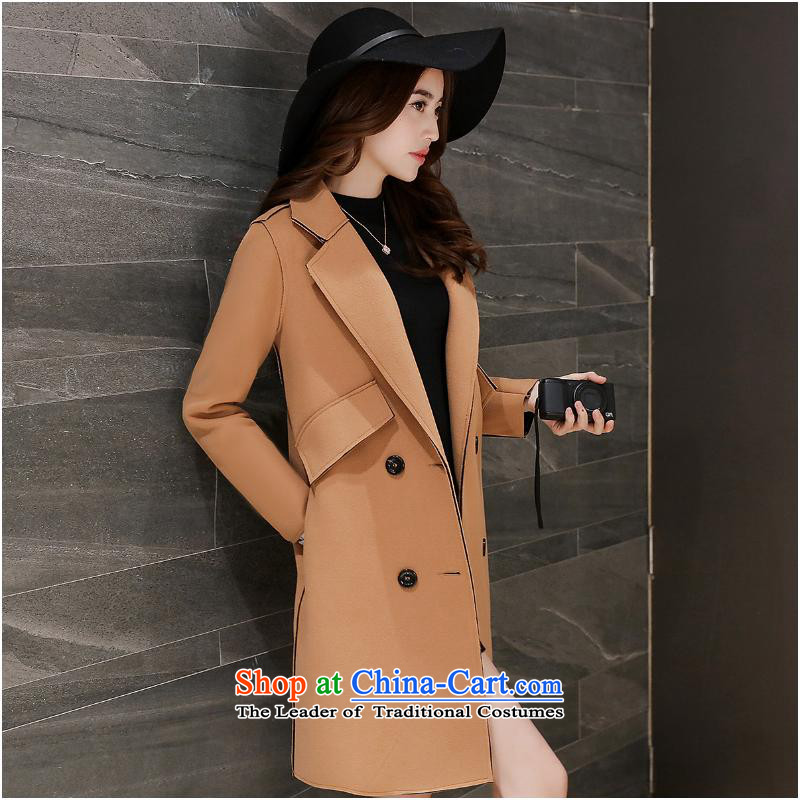Sin has? 2015 female autumn and winter new gross? Long butted Cashmere wool coat female fall? woolen coats female windbreaker and Color?M
