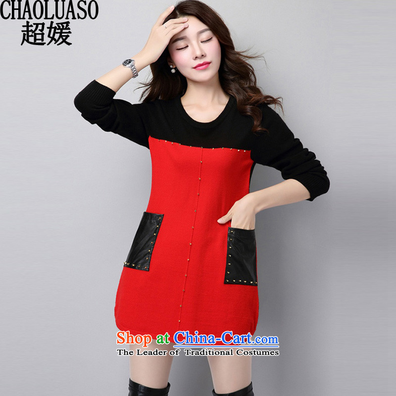 Ultra-yuan for larger women to increase expertise mm autumn and winter new Knitted Shirt, long-sleeved clothes loose video, forming the basis of thin sweater CY320 female red XXL, ultra-yuan (CHAOLUASO) , , , shopping on the Internet