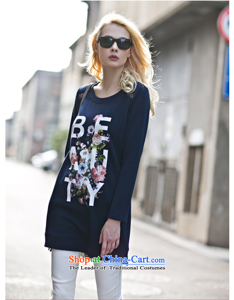 Morning to 2015 autumn and winter winds New Europe and the code to work with round-neck collar letters stamp bare shoulders Long-sleeve thick MM THIN in the Video 