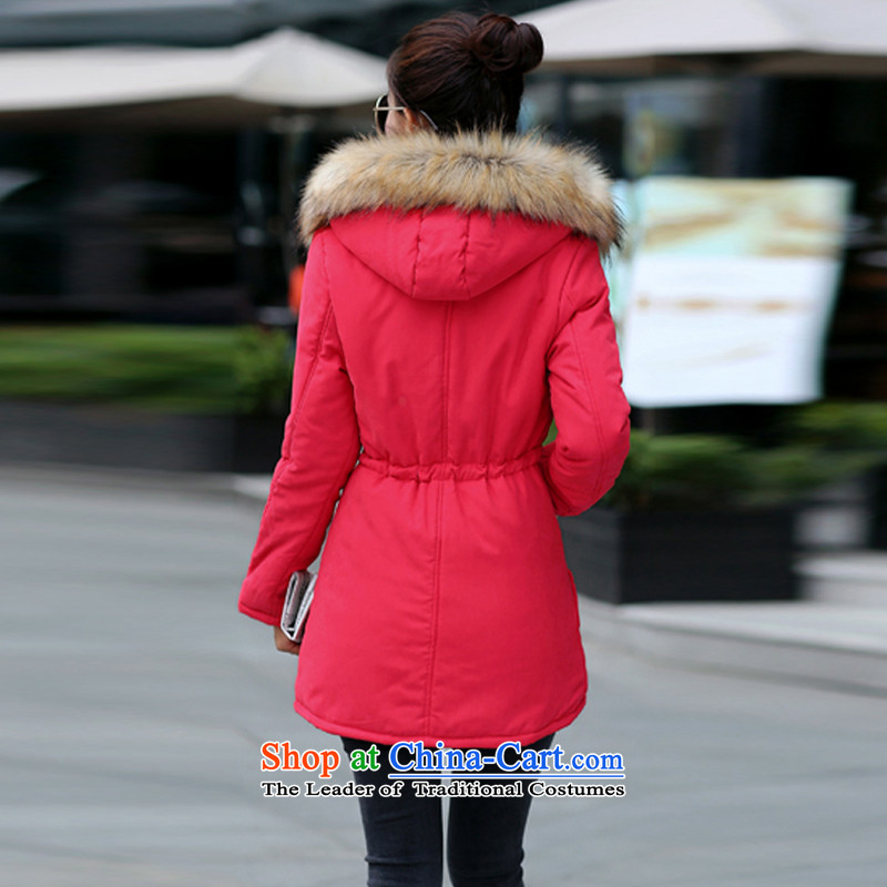 E P and estimated 2015 Athena winter clothing new Korean version of large numbers of ladies thick preppy in long cotton coat YS8732 RED M Athena and LAN (EP) , , , shopping on the Internet