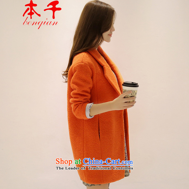 The thousands of?new 2015 Fall_Winter Collections gross coats female woolen coat? a gross? jacket orange?L