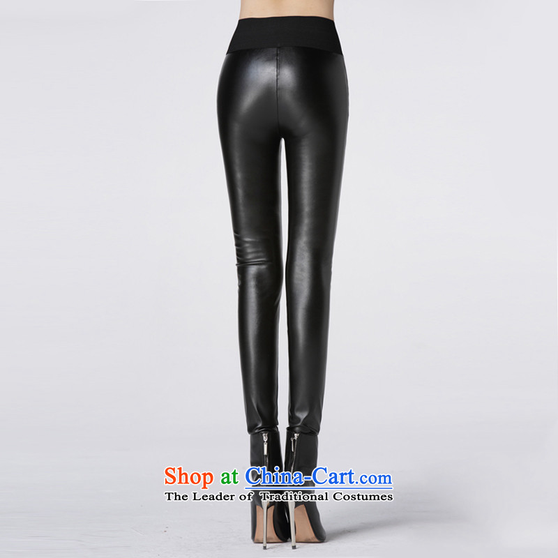 For M- Large 2015 women Fall/Winter Collections new thick mm tall graphics waist elastic Sau San tight leather pants castor trousers trousers TP810 black velvet 3XL,) for the m-shopping on the Internet has been pressed.