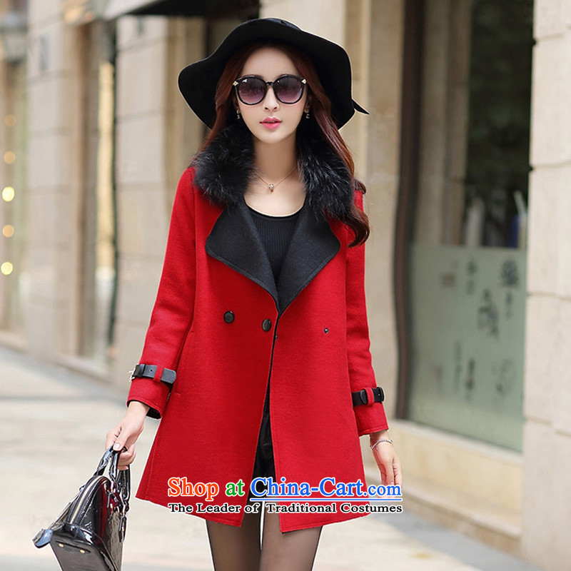 Sin has2015 winter new Korean long-sleeved jacket is     gross in long double-equipped for a Gross Gross for red withXL