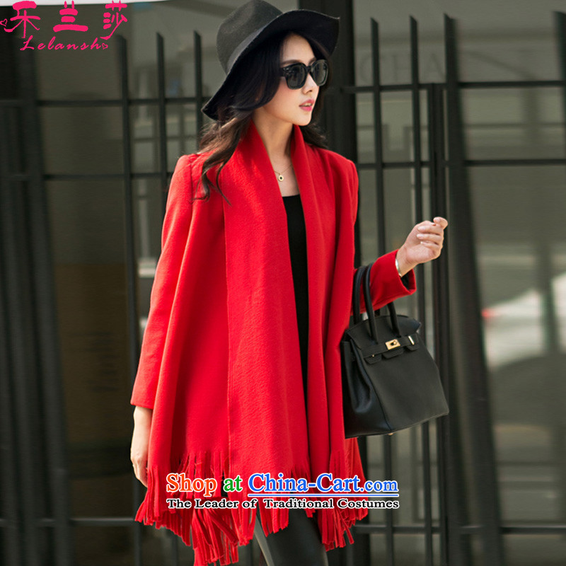 Alam Shah Europe and America 2015 autumn and winter new scarves for women in the gross? jacket long double-side-thick wool a wool coat red?XXL