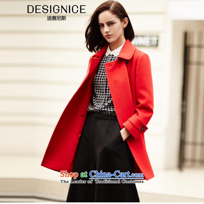 Dissais Nice 2015 winter coats and stylish girl gross? in a straight long double-windbreaker System Belt 0071 Red S