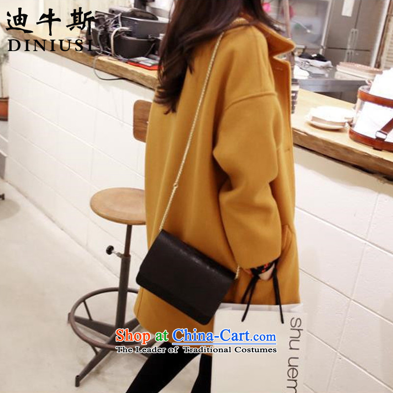 The achievement of the 2015 autumn and winter new Korean trendy code in women's long hair? turmeric yellow jacket , L, N, Deere shopping on the Internet has been pressed.