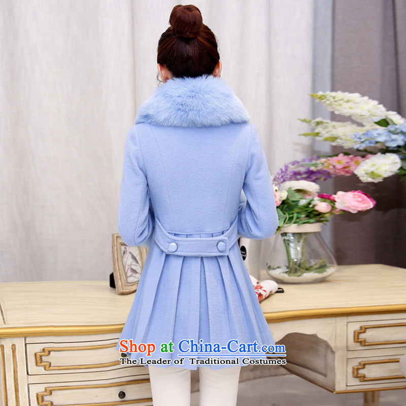 In the Hyatt gross girls jacket? Long Wave autumn and winter 2015 winter clothing new Korean women's gross for coats SA blue water? XL, Yue and shopping on the Internet has been pressed.
