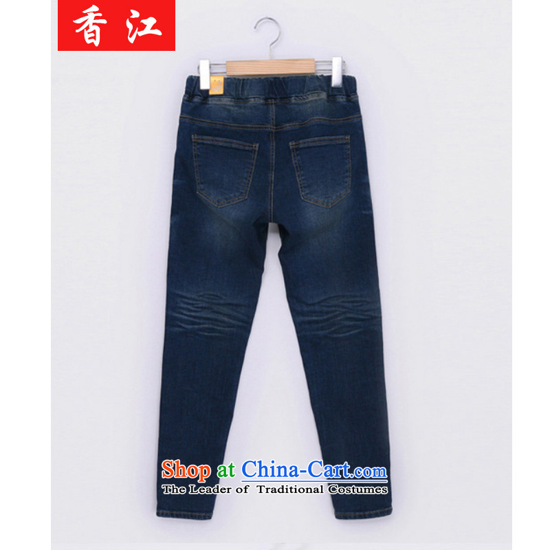 Xiang Jiang to xl elastic waist jeans autumn female version 200 catties Stretch Dress Pant thick sister loose video skinny legs pants 6138, money-water large blue 3XL, Xiangjiang , , , shopping on the Internet