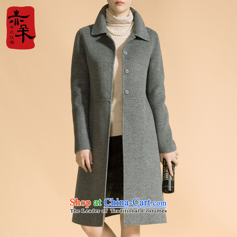 2015 Autumn and winter new double-side high-end gross girls jacket? long wool coat? a jacket Reed Sau San Gray L, also a shopping on the Internet has been pressed.