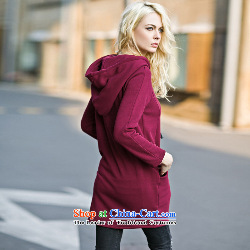 Morning to 2015 autumn and winter winds New Europe and the Code women plus warm thick wool sweater pure color wild fashion, long cap sweater Red 4XL recommendations 171-185, morning to , , , shopping on the Internet