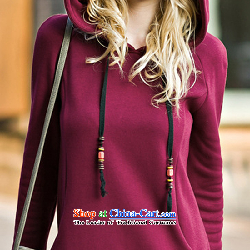 Morning to 2015 autumn and winter winds New Europe and the Code women plus warm thick wool sweater pure color wild fashion, long cap sweater Red 4XL recommendations 171-185, morning to , , , shopping on the Internet