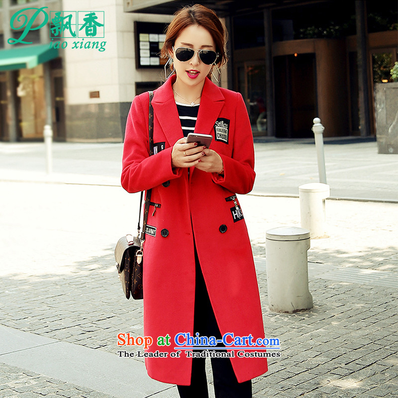 Scented Winter 2015 letter label   fashion in the long coats jacket?V1761 gross??red?L