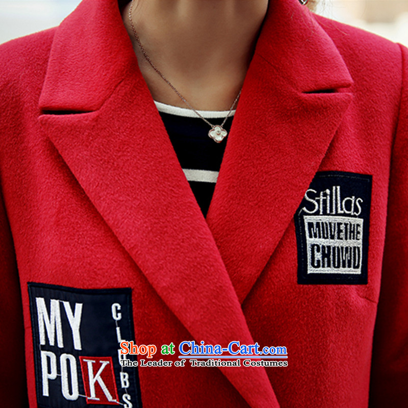 Scented Winter 2015 letter label   fashion in the long coats jacket V1761 gross? red S, scented (piaoxiang) , , , shopping on the Internet