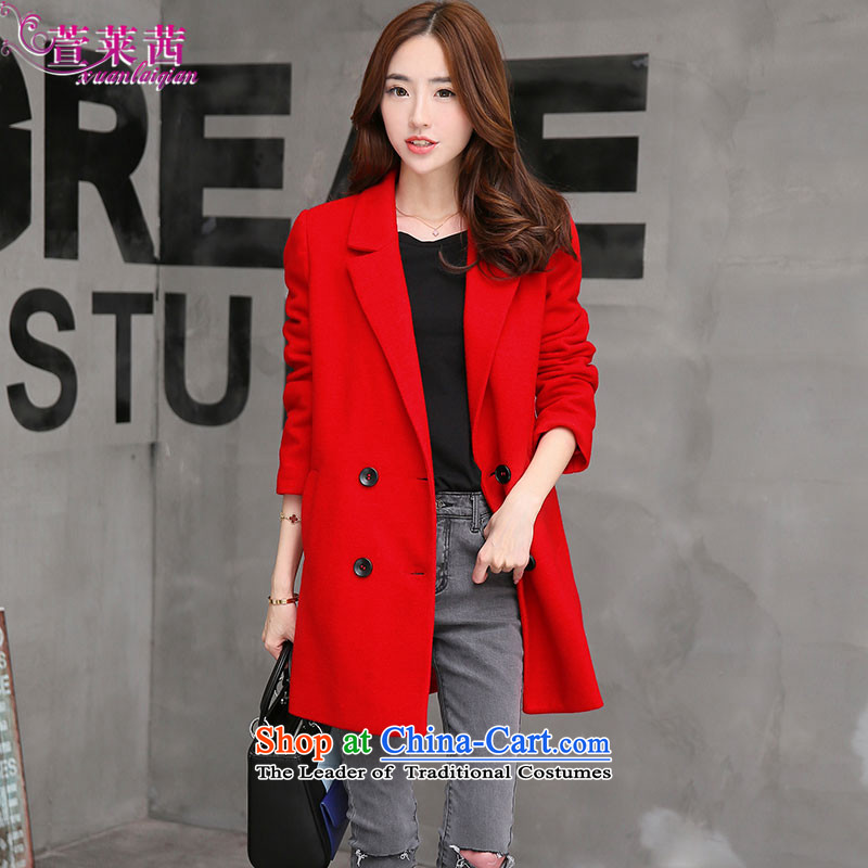 Xuan, Mrs Ure 2015 autumn and winter new double-hair? coats that long loose wild long-sleeved jacket female RED?M