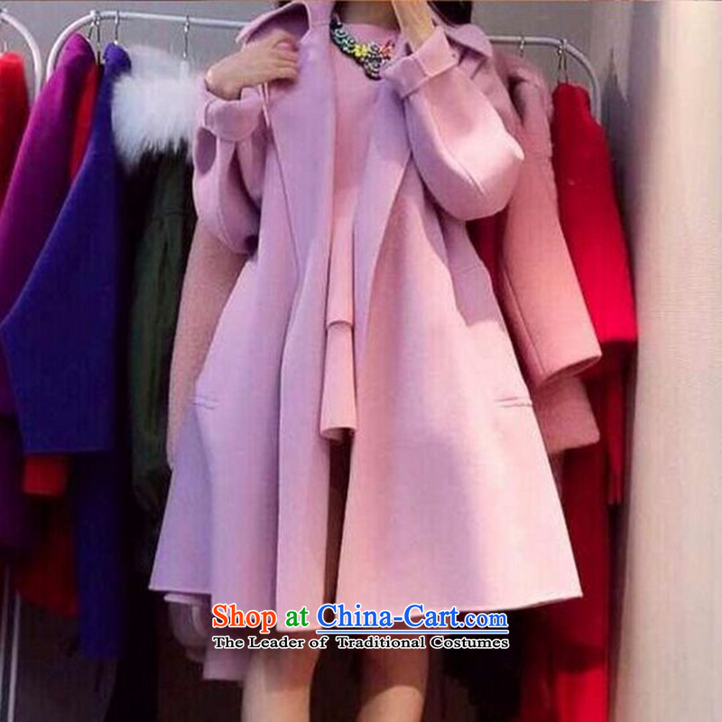 2015 Fall/Winter Collections of Korean women's large Fat MM loose, Hin thin, thick coat thick sister 200 catties, long thick a wool coat jacket violet XXXXL, gross? for line (LINXCR tide) , , , shopping on the Internet
