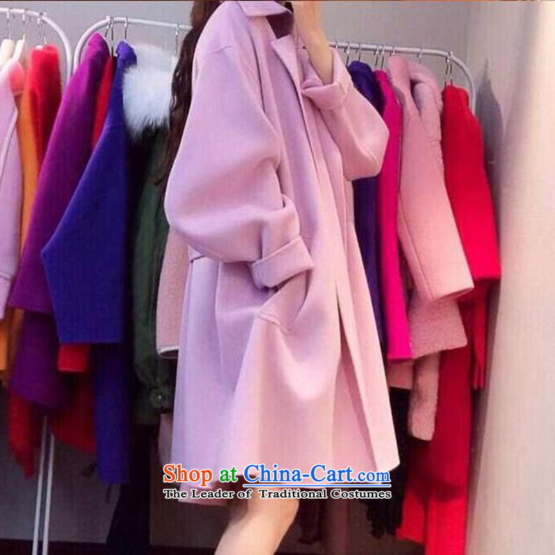 2015 Fall/Winter Collections of Korean women's large Fat MM loose, Hin thin, thick coat thick sister 200 catties, long thick a wool coat jacket violet XXXXL, gross? for line (LINXCR tide) , , , shopping on the Internet