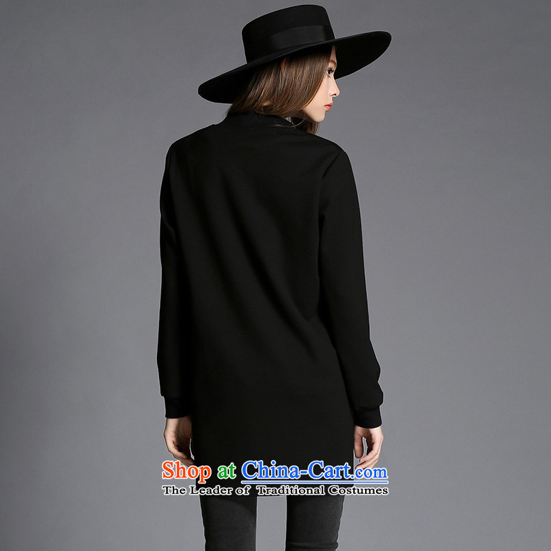 Elizabeth 2015 ultra high discipline code women for winter new baseball services and stylish mm thick cartoon decals to intensify the long jacket, black XL, discipline and Mona Lisa SN1357- shopping on the Internet has been pressed.