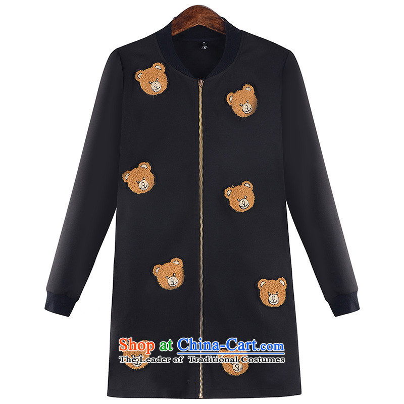 Elizabeth 2015 ultra high discipline code women for winter new baseball services and stylish mm thick cartoon decals to intensify the long jacket, black XL, discipline and Mona Lisa SN1357- shopping on the Internet has been pressed.