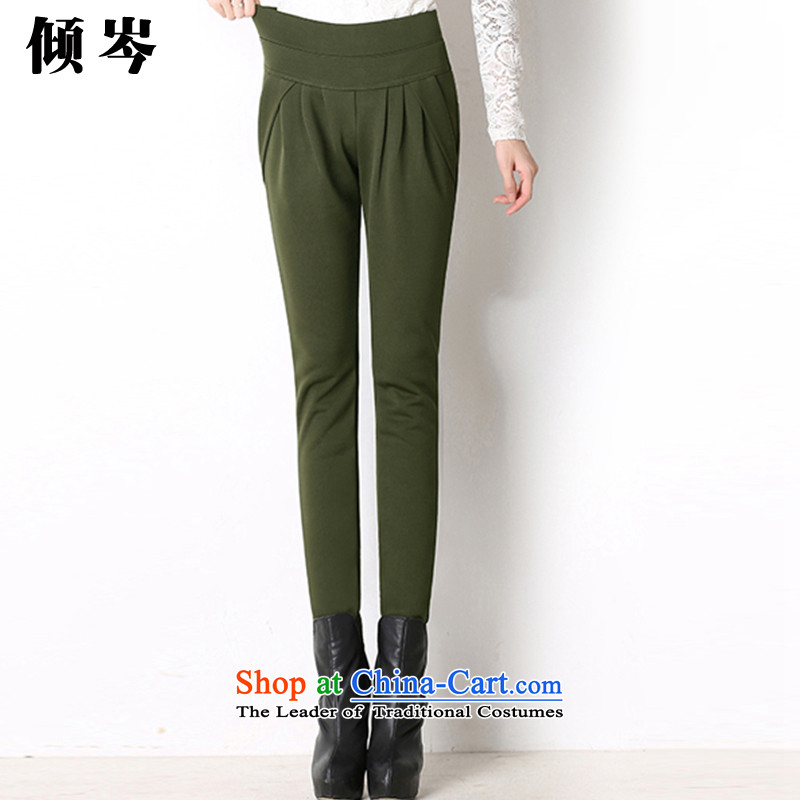The dumping of autumn and winter 2015 Cen new stylish elegance with lint-free thick thick MM larger ladies pants trousers Harun trousers castor pant 2333_XXXXL Army Green