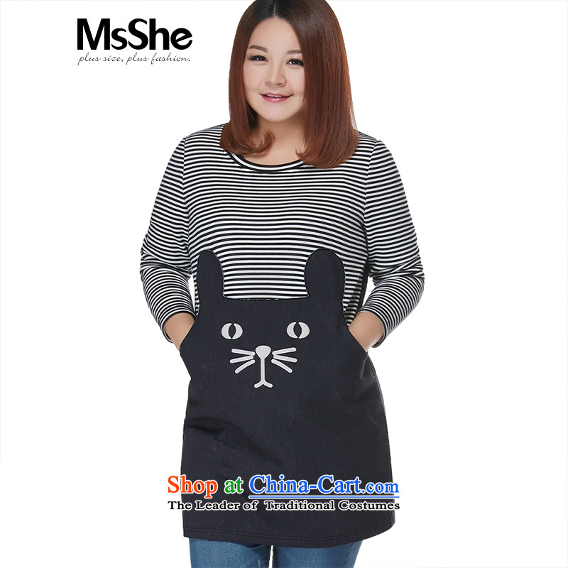 The Ventricular Hypertrophy code msshe women 2015 new winter clothing thick MM Warm Lined Dress Shirt thick black and white, 5XL 10520